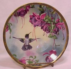 G16-a.Pickarrd plate hummingbirds and flowers 22kB.jpg (21521 bytes)